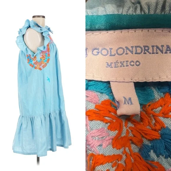 Mi Golondrina OLIVIA SHORT DRESSOlivia Turquesa Sol Arroyo Sz M